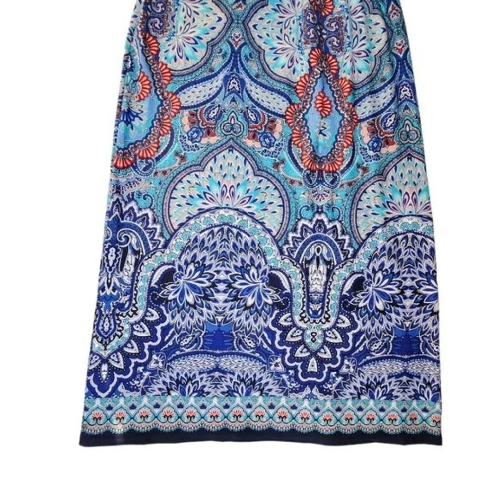 Apt 9 blue paisley floral stretchy maxi skirt sz L